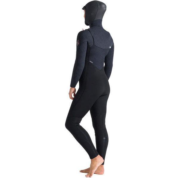 C-Skins Da Donna ReWired 6/5mm Chest Zip Con Cappuccio Muta C-RW65WH - Black / Crimson